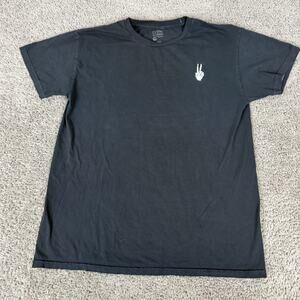 Artist Union Shirt Mens Medium Black White Skeleton Hand Peace Sign Casual